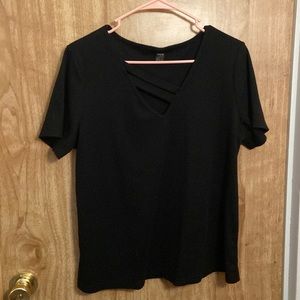Black tee with cross straps